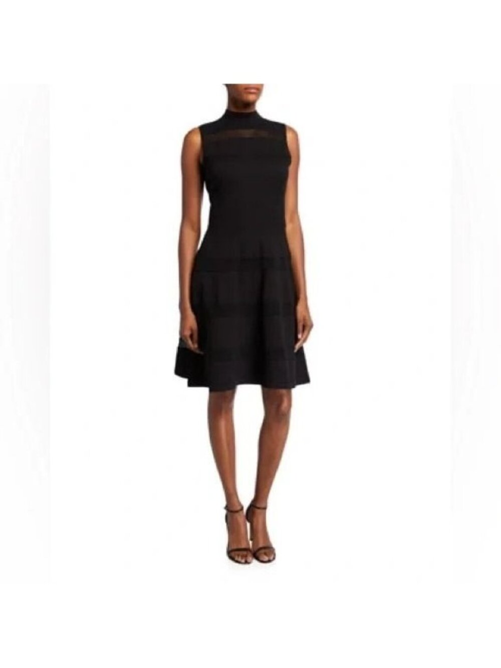Kate Spade Black Sleeveless Mock Neck Mesh Panel Sweater Dress Womens XL